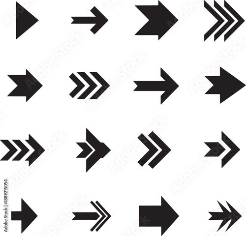 Free Download Collection of black arrow icons in various shapes and styles, directional symbols for design - GFXLoad