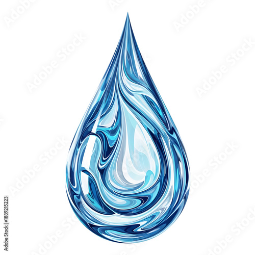 Wallpaper Mural A single transparent blue water droplet on a black background Torontodigital.ca