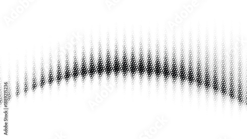 Abstract halftone pattern with rising wave of dots and circles