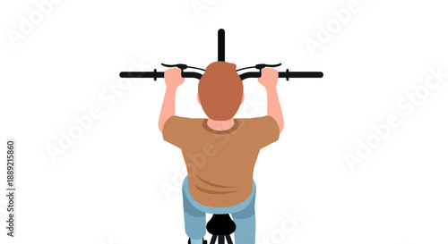 A man performing a pull-up exercise from behind, showcasing strength and fitness.