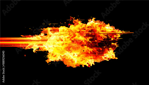 Cyberpunk Glitch Fire Explosion with Digital Distortion and Orange Flames cut out svg