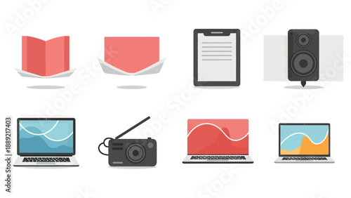 Collection of Modern Electronic and Office Icons