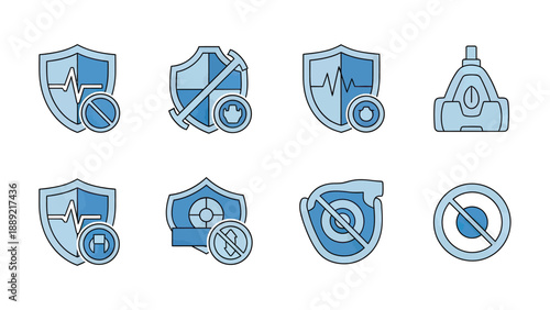 Security and Protection Icons: Shields, Targets, and Warning Symbols