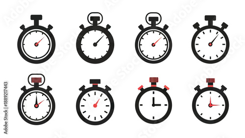 Collection of Stopwatch Icons: Time Measurement Vector Set