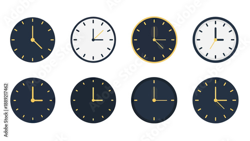 Minimalist Clock Collection Vector Illustration