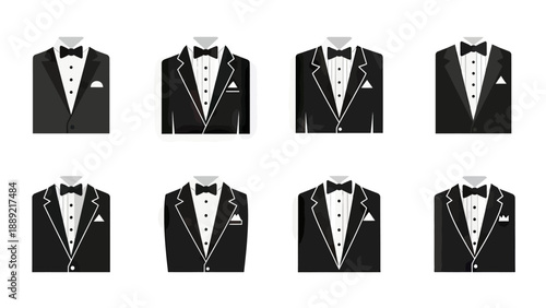 Formal Black Tuxedo Icon Set