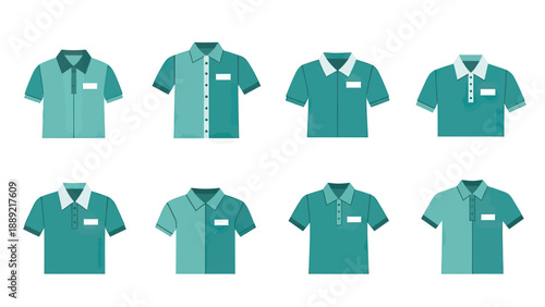 Teal Polo Shirt Icons Set