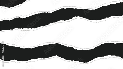 Torn paper edges create wavy patterns on white background viewed from directly above