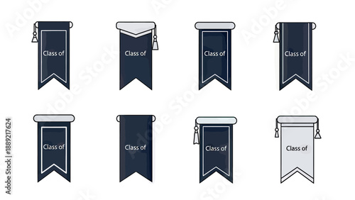 Graduation Banners Set - Class of - Blue and White Design