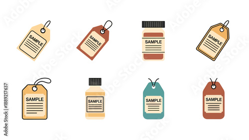 Collection of Price Tags and Sample Bottles