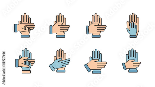 Hand Washing Steps Icons: Hygiene and Cleanliness