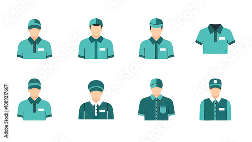 Team Uniform Icons: Service Workers and Polo Shirts