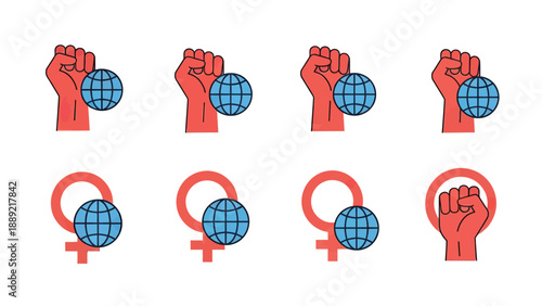 Feminist Fist and Globe Symbols, Women's Rights Global Movement