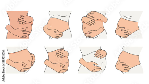 Pregnant Belly Collection: Diverse Stages and Hand Poses
