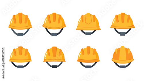 Set of Yellow Hard Hats for Construction Workers