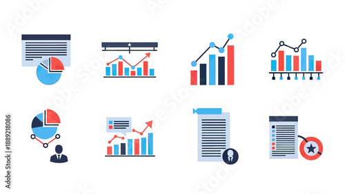 Business Analytics Icons: Charts, Graphs and Reports