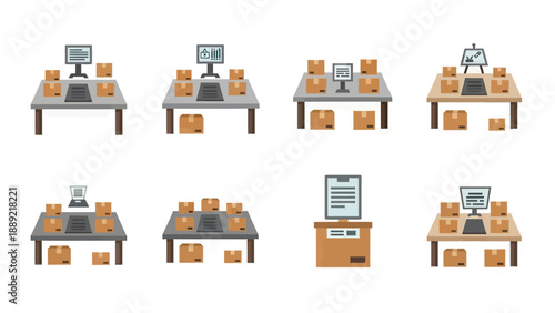Business Workflow Icons: Order Fulfillment and Logistics
