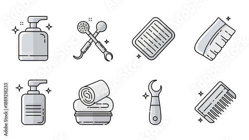Hygiene and Cleaning Tools Icons Set