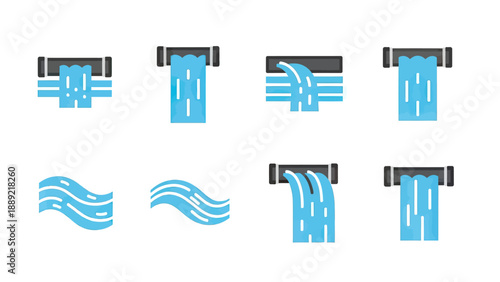 Water Flow Icons Set