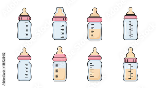 Collection of Baby Feeding Bottles with Measurement Markings