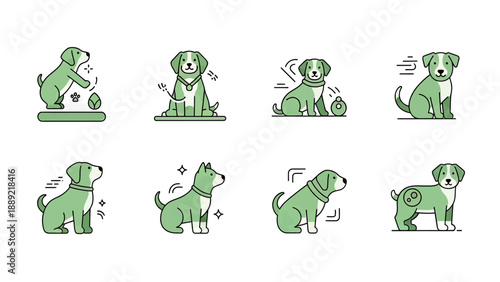 Cute Dog Icons Set: Playful Pups in Various Poses