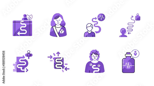 Path of Life and Wellbeing Icons: Journey, Health, and Growth