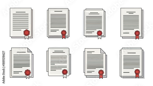 Collection of Official Documents with Red Seals