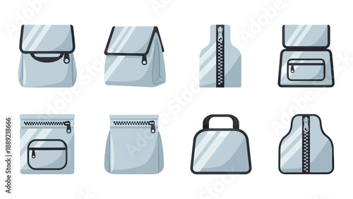 Set of Modern Bags and Pouches in Gray Tones