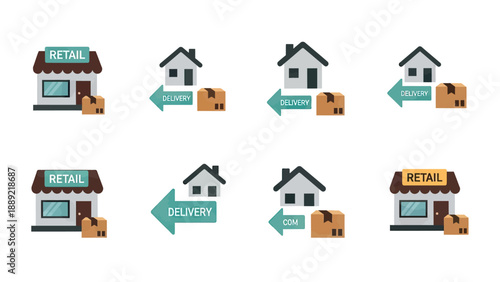 Retail Store and Delivery Icons Collection
