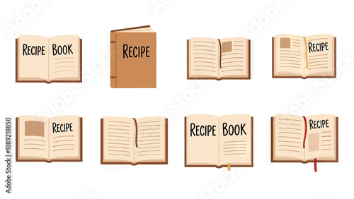 Collection of Recipe Books and Open Pages