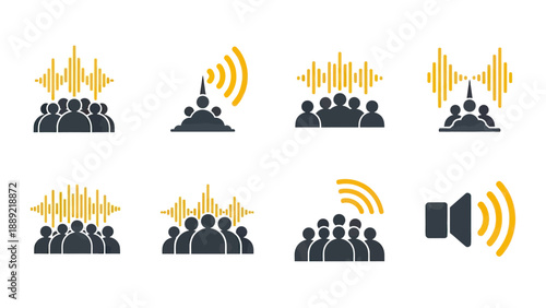 Group Audience Sound Waves Icons