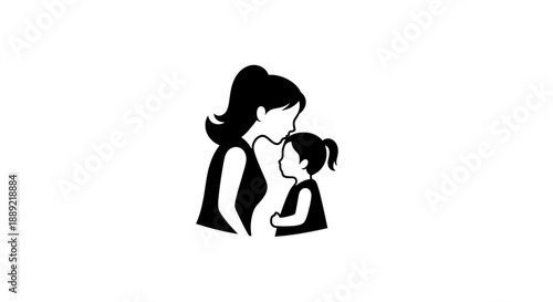 Mother and Daughter Silhouette Illustration.
