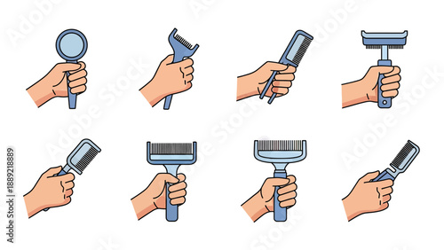 Grooming Tools Held in Hands - Collection of Pet Care Accessories