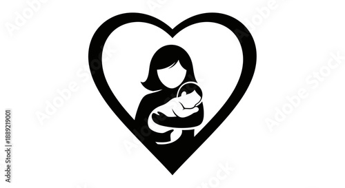 Mother holding baby in a heart shape symbolizing love and care.