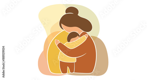 Mother embracing her child in a warm and tender moment.