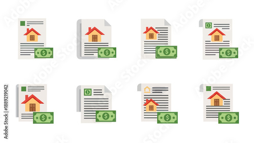 Real Estate Document and Money Icons
