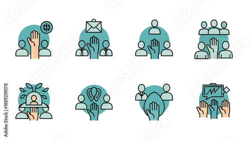 Diverse Group of People Icons for Community and Voting