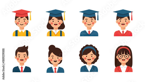 Diverse Graduates Collection: Modern Cartoon Avatars