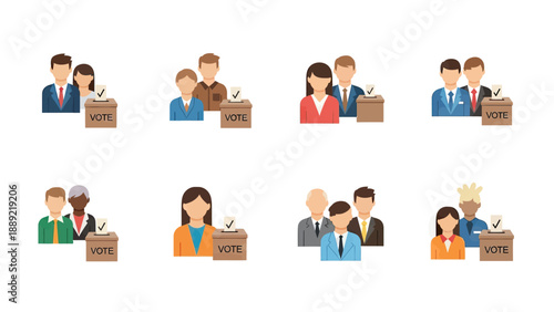 Diverse Group of People Voting Icons