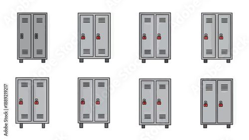 Gym Lockers Collection: Double Door Metal Storage Units with Padlocks