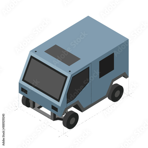 Blue Delivery Van 3D Model Illustration.