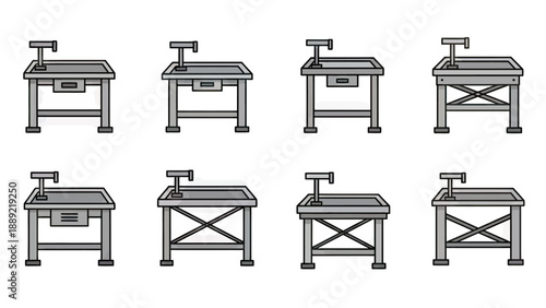 Cashier Counter and Checkout Desk Vector Icons