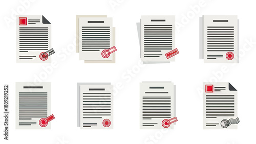Approved Documents Collection with Red Seals and Stamps