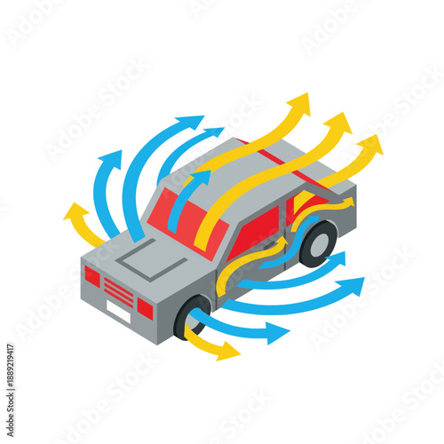 Car Aerodynamics Airflow Illustration Vehicle Design.