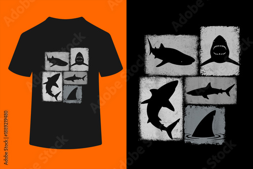 Shark Vintage Collage Ocean Lover Biologist T-Shirt
