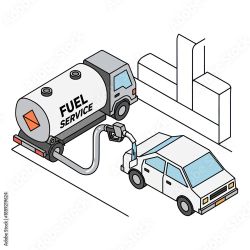 Fuel Service Truck Refueling Car.