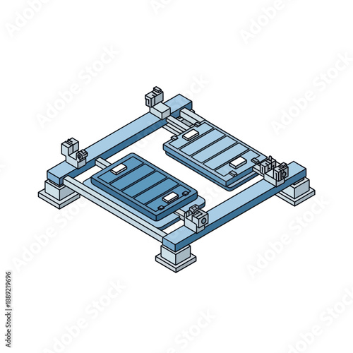 Industrial Machine with Blue Components and Hydraulic Lifts.