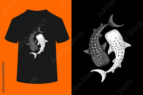 Whale Shark Yin Yang Marine Biology T-Shirt
