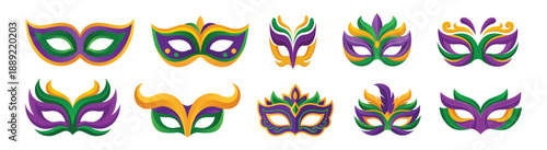 Mardi Gras Masquerade Mask Collection in Purple Green and Gold