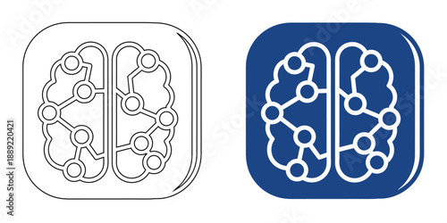AI Computer Vision and Cybernetic Eye Icon , Biometric Security and Visual Artificial Intelligence Concept, Blue Outline and Bold Line Art Vector